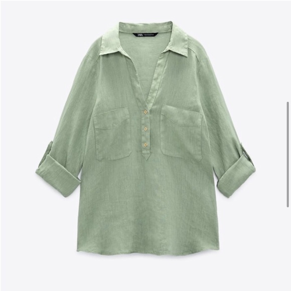 COPY - Zara NWT Linen short shirt - Picture 3 of 5